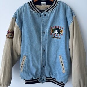 Disney Store Mickey Mouse 1928 League Vintage 90s Denim Varsity Jacket